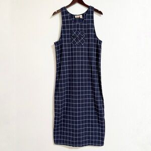 Vintage 90s Crossroads Plaid Flannel Jumper Maxi Dress